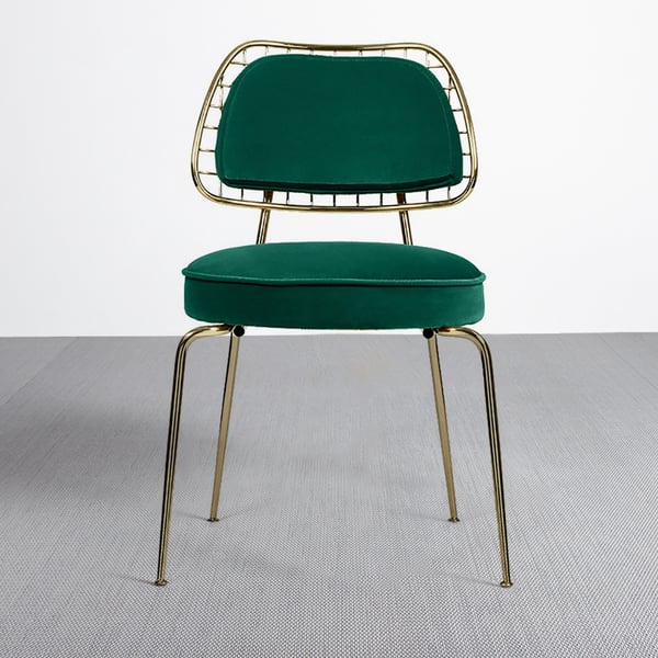 Green Modern Gold Dining Chair Velvet Upholstered Dining Chair in Gold