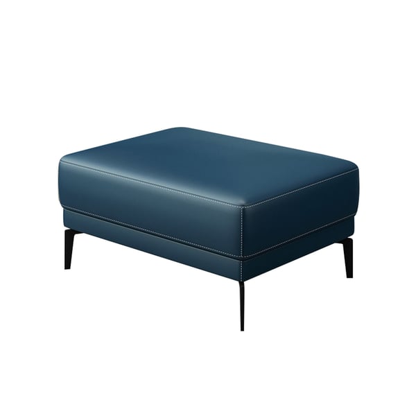 Blue Entryway Bench Faux Leather Upholstered Ottoman Homary