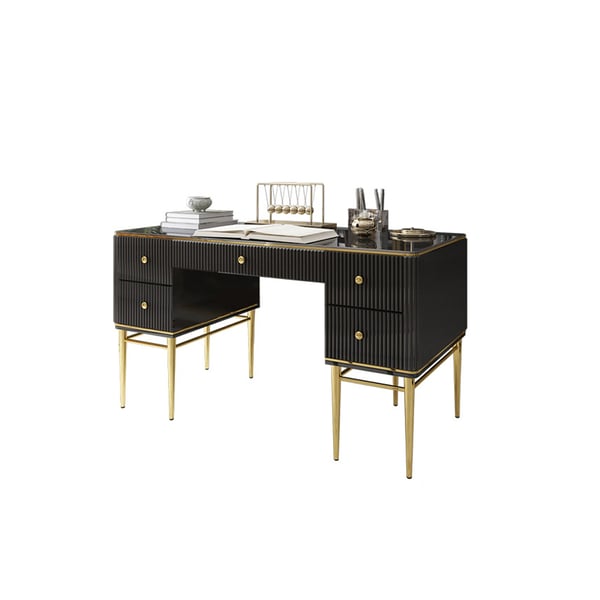 Modern Executive Desk with Drawers in Black Homary