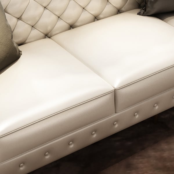 3 Pieces Beige Leather Sofa and Loveseat Living Room Set with Pillows