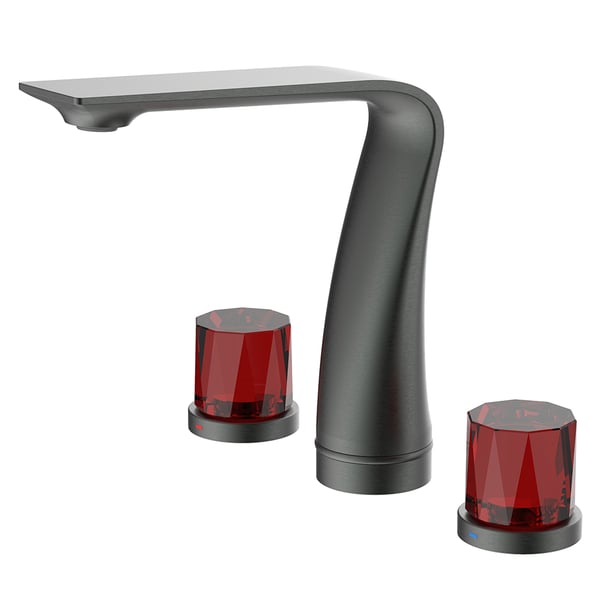 3Hole Dual Crystal Knobs Bathroom Basin Tap Solid BrassHomary