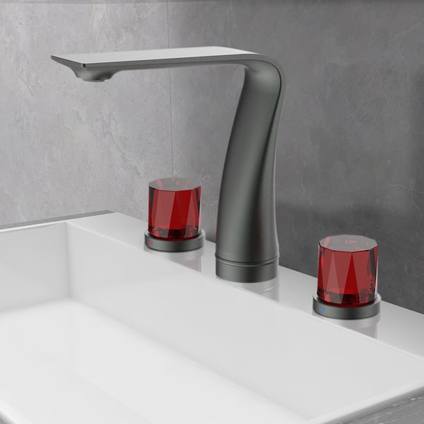 3Hole Dual Crystal Knobs Bathroom Basin Tap Solid BrassHomary