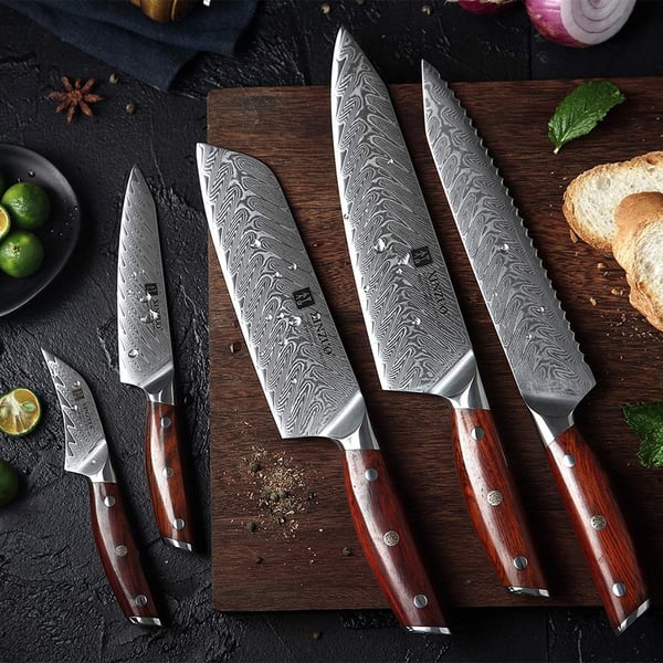 7 Pieces 67 Layers Damascus Knife Block Set with Scissor Homary UK