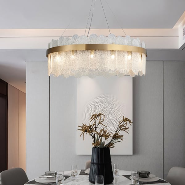 Revel Modern Round 10-Light Tiered Clear Glass Chandelier