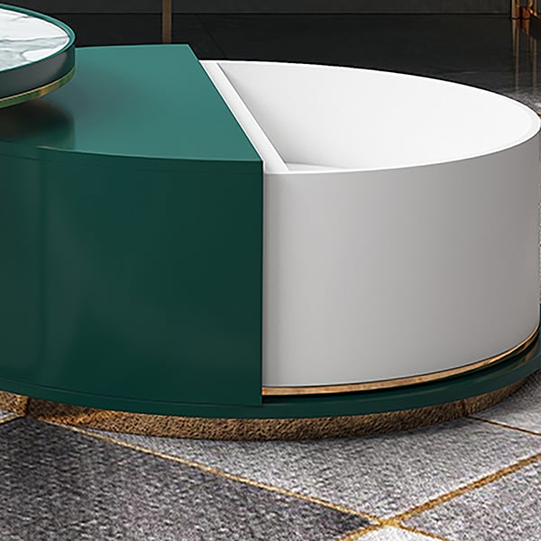 Modern Sintered Stone Top Coffee Table with Storage Round Nesting