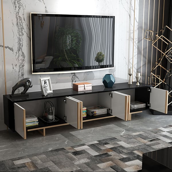 Modern Green Tempered Glass Coffee Table TV Stand Storage Living Room