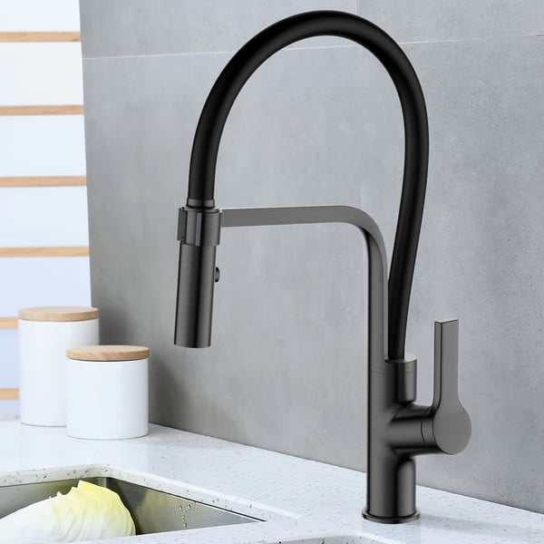 Gunmetal Single Lever Handle Kitchen Basin Tap Monobloc Homary UK