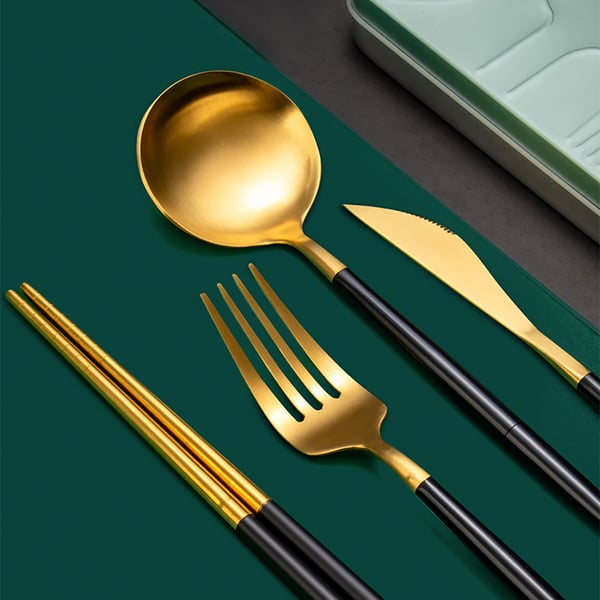 4 Pieces Portuguese Stainless Steel Flatware Set with Storage Box