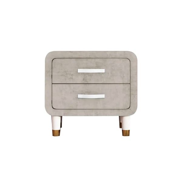 Modern Beige Velvet Nightstand with 2 Drawers BedroomHomary