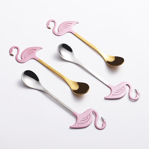 40 Pieces Stainless Steel Flatware Set with Flamingo Pattern Spoon for