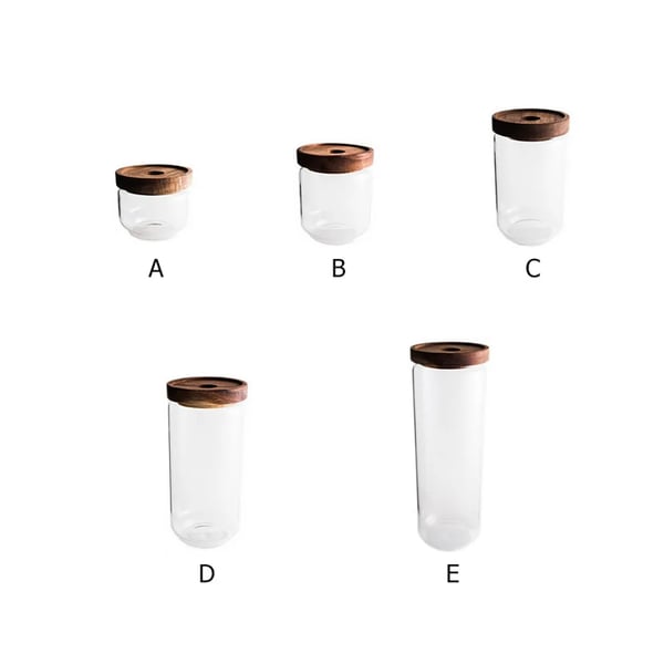 Vintage Cottage Clear Glass Kitchen Canisters with Wooden Lids Kitchen