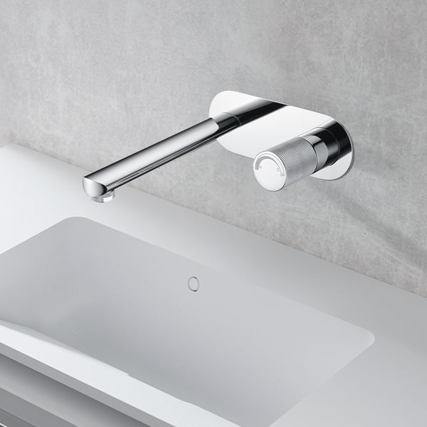 Polished Chrome WallMounted Single Knob Bathroom Sink Faucet Brass