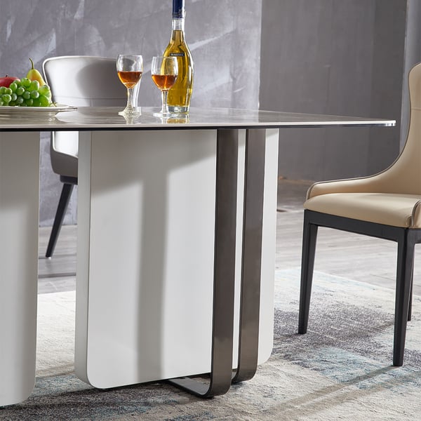 70.9" Modern Rectangular Sintered Stone Top Dining Table with 4 Chairs ...
