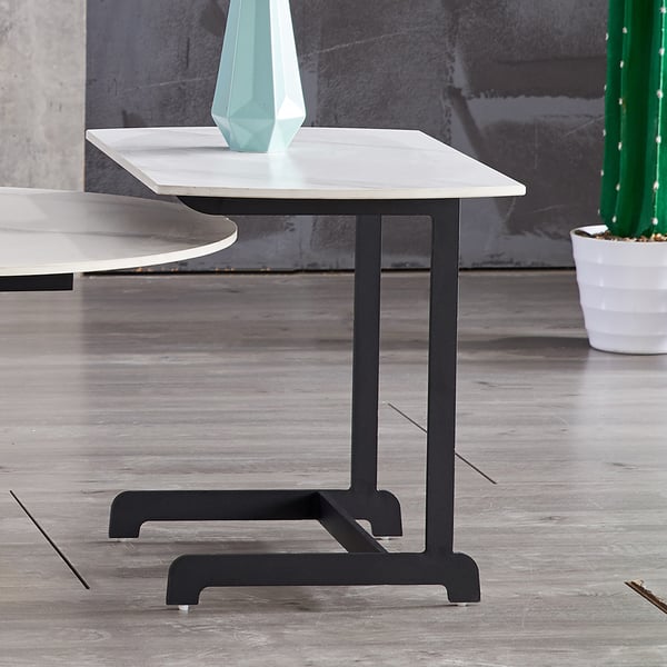 Contemporary Long Sintered Stone Top Coffee Table Set Stainless Steel