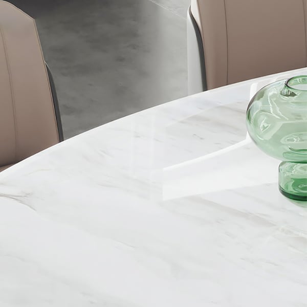 1800mm Oval Marble-Top Pedestal Dining Table | Homary UK