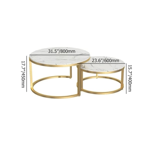 Free Shipping on Modern Round Coffee Table Gold Metal & White Marble