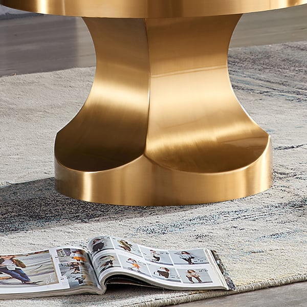 Gold & Black Sintered Stone Top End Table with Stainless Steel Base