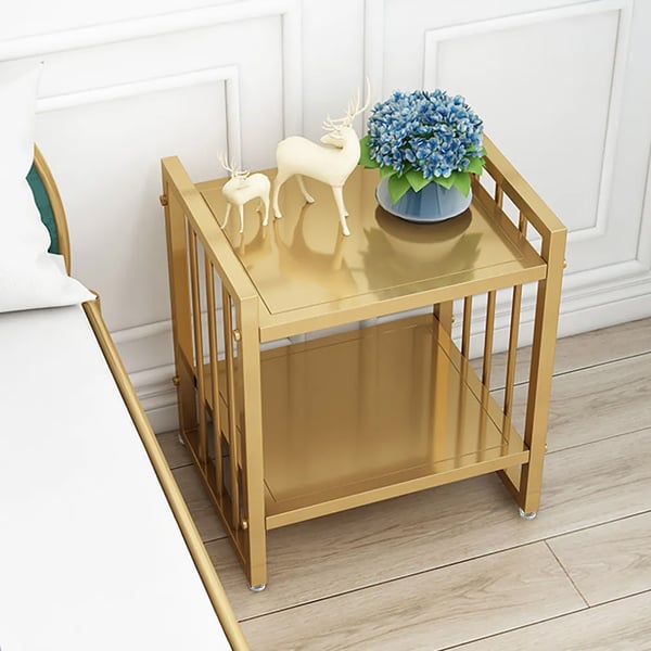 Gold Nordic Nightstand Metal Side Table with 2 Shelves 20" in Height ...