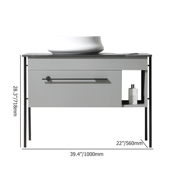 Contemporary Freestanding Bathroom Vanity Sintered Stone Top with