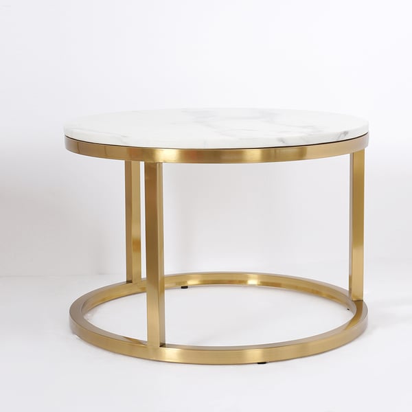Free Shipping on Modern Round Coffee Table Gold Metal & White Marble
