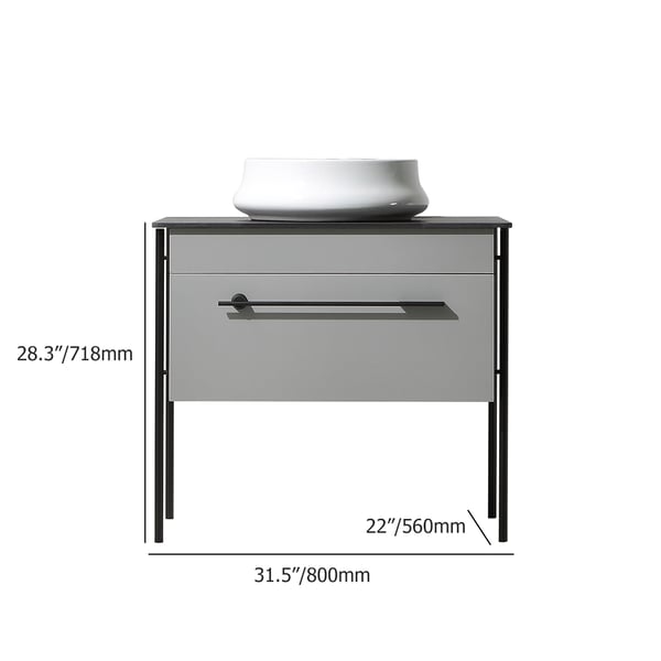 Contemporary Freestanding Bathroom Vanity Sintered Stone Top with