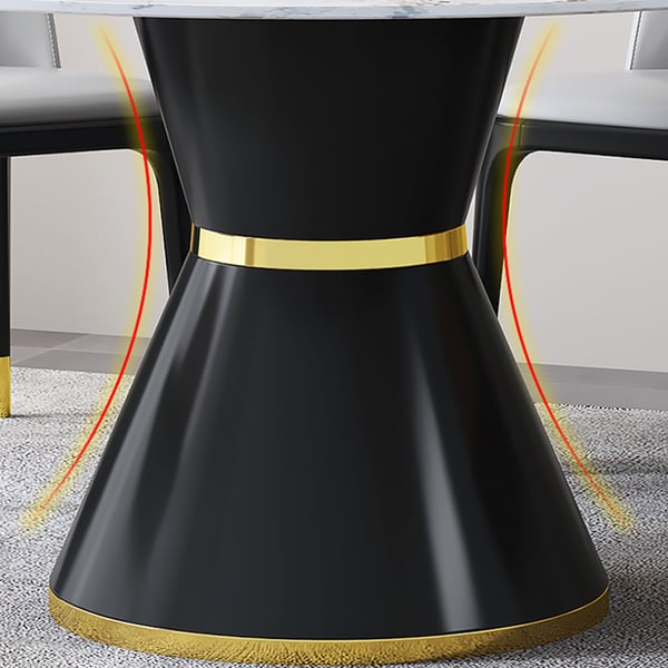 59.1" Modern Pandora & Black Round Sintered Stone Top Dining Table-Homary