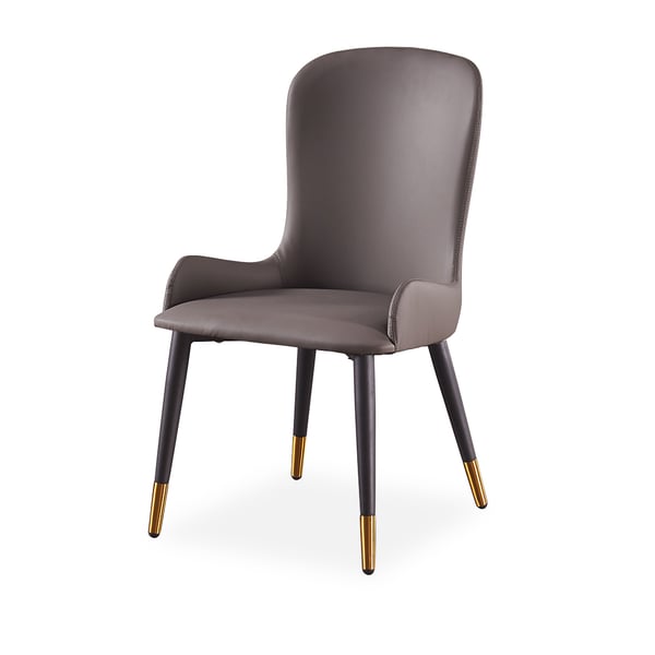 Modern Faux Leather Gray Dining Chair with Metal Legs Set of 2 Homary