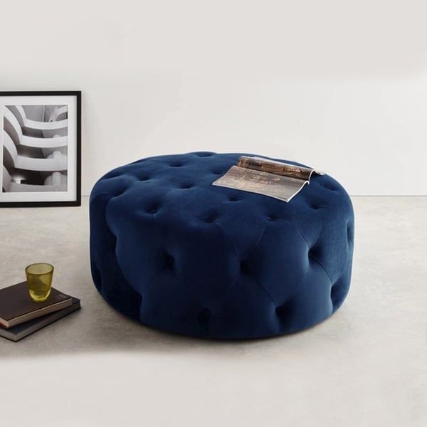 Tufted Ottoman Deep Blue Velvet Ottoman Coffee Table Tufted Cocktail