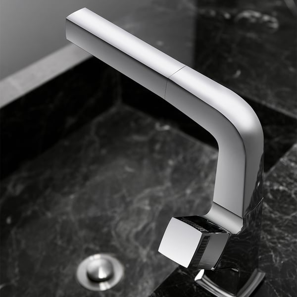 Chrome Modern Monobloc Single Handle Bathroom Basin Tap Dual Function