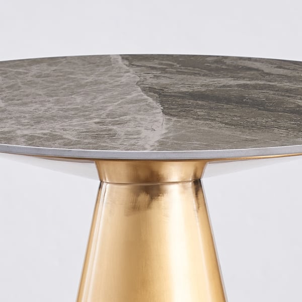 Gold & Gray Light Luxury Sintered Stone Top End Table with Stainless