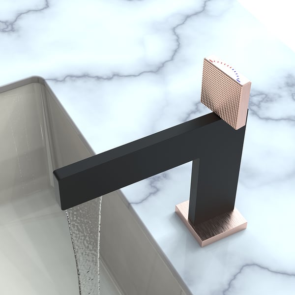 Black & Rose Gold Modern Bathroom Sink Faucet Single Handle 1Hole