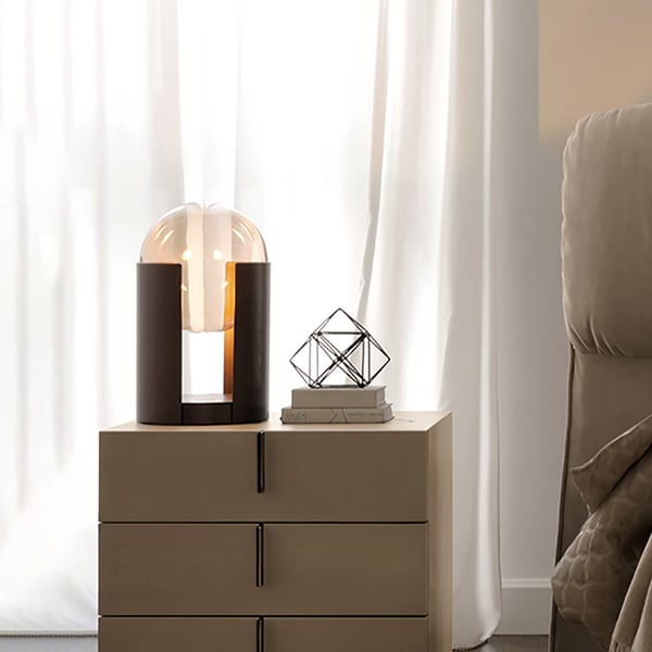 Modern 2-Light Amber Table Lamp with On / Off Switch & Glass Globe ...