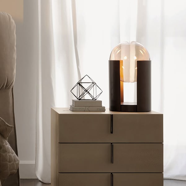 Modern 2-Light Amber Table Lamp with On / Off Switch & Glass Globe ...