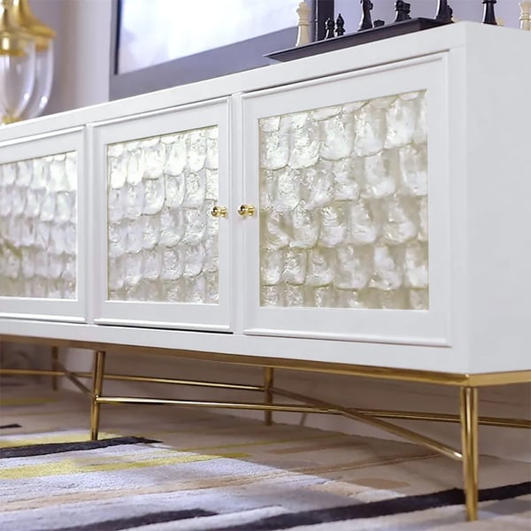 White Shell TV Stand with Stroage for TVs up to 75