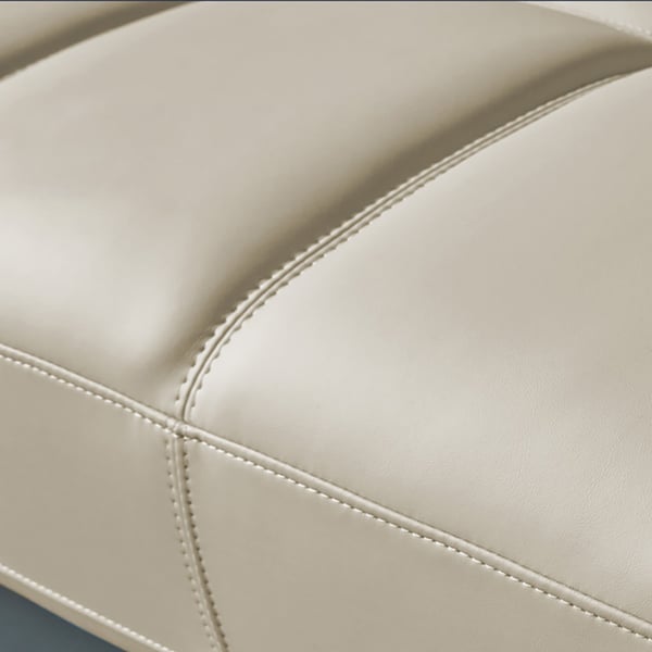 Sofá seccional de piel sintética beige de 3760 mm con brazo de