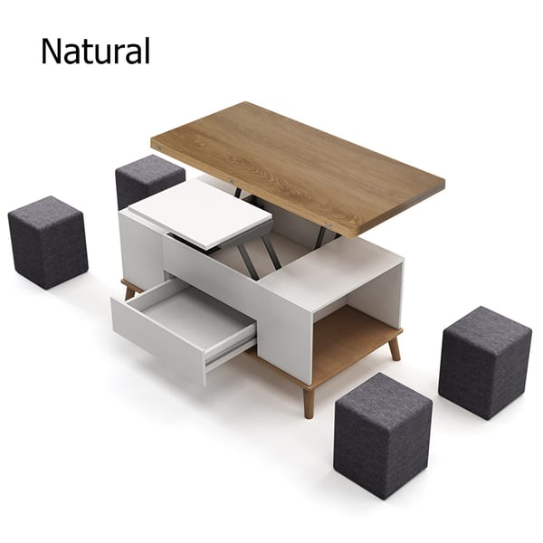 5 Pieces Lift Top Coffee Table Set with Storage Convertible Dining ...