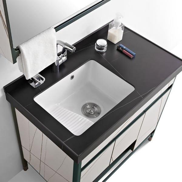 35" Freestanding Single Sink Bathroom Vanity Set with Medicine