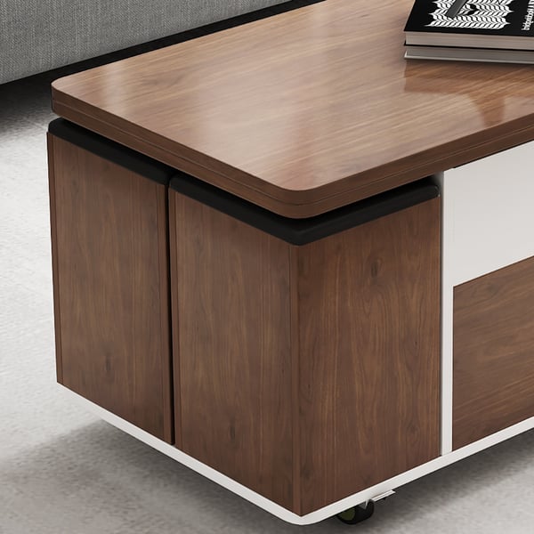 Lift Top Extendable Coffee Table with 4 Stools & Storage Multipurpose