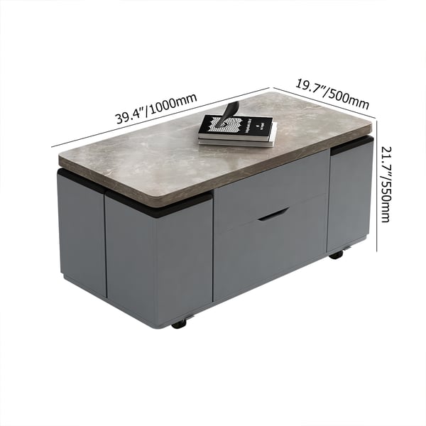 Lift Top Extendable Coffee Table with 4 Stools & Storage Multipurpose