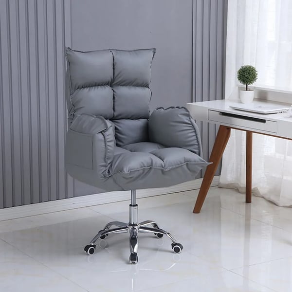Modern PU Leather Task Chair Upholstered Swivel Office Chair Height