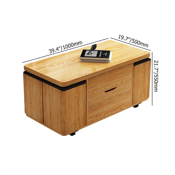 Lift Top Extendable Coffee Table with 4 Stools & Storage Multipurpose