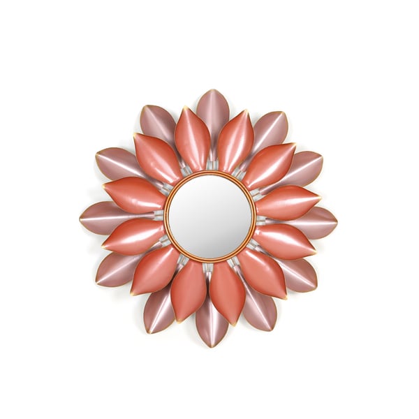 Modern 3D Lotus Pattern Metal Decorative Wall Mirror | Homary