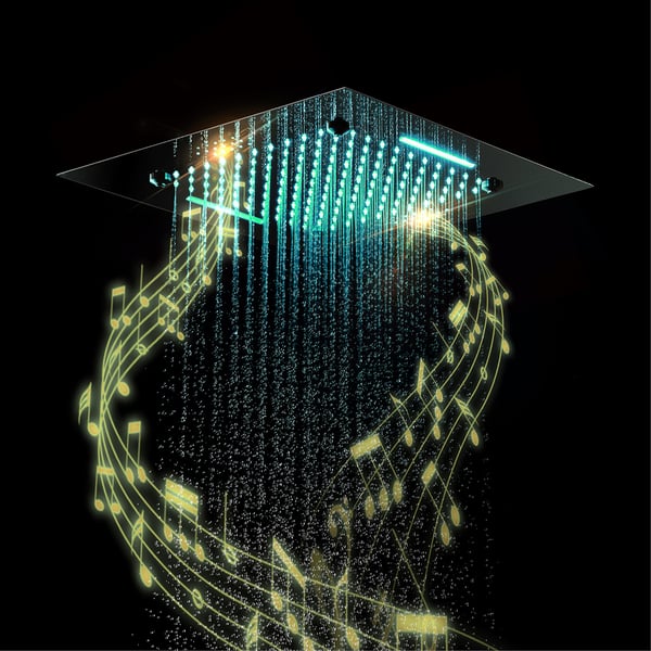 500mm LED ShowerHeads Shower Ceiling Square Bathroom Music Shower Head 3Function Homary UK