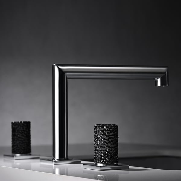 Widespread Bathroom Sink Faucet Double Knobs Solid Brass in Chrome & Black Crystal | Homary