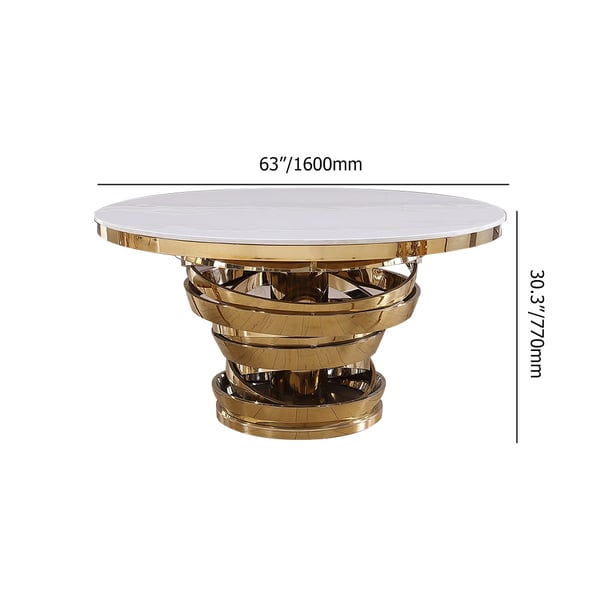 63" Contemporary Round Dining Table in Gold Homary