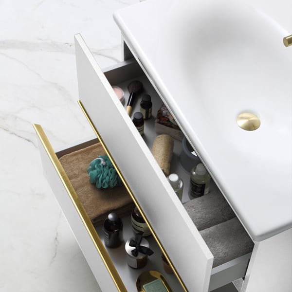 39.8" White Floating Sintered Stone Top Bathroom Vanity with Undermount