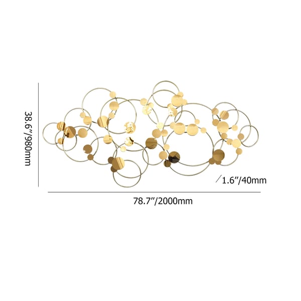 Creative Circular Metal Wall Decor Overlapping Home Art in Gold Homary