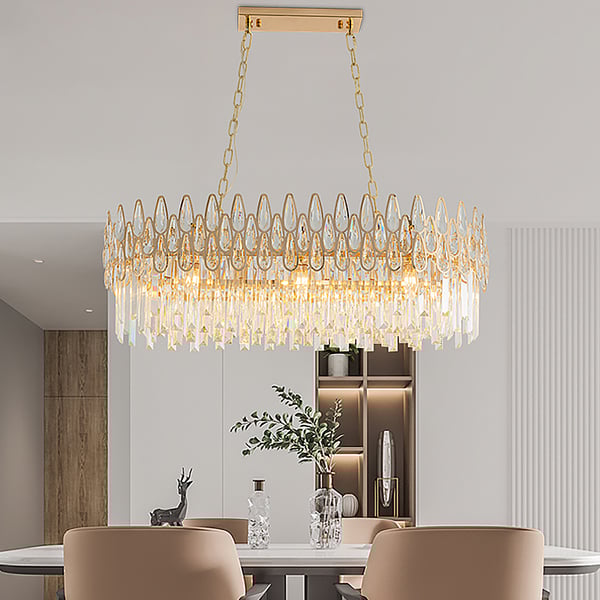 Modern Brass 10Light Rectangle Kitchen Island Light with Adjustable