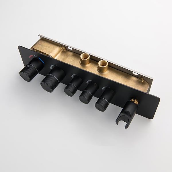 TVTIUO Thermostat-Duschturm 3-in-1 – Mit Regendusche, Handbrause & 4 Körperdüsen, Edelstahl Schwarz