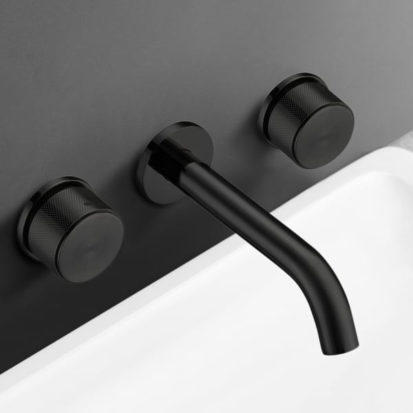 Brass Wallmounted Double Knobs Bathroom Basin Tap Homary UK